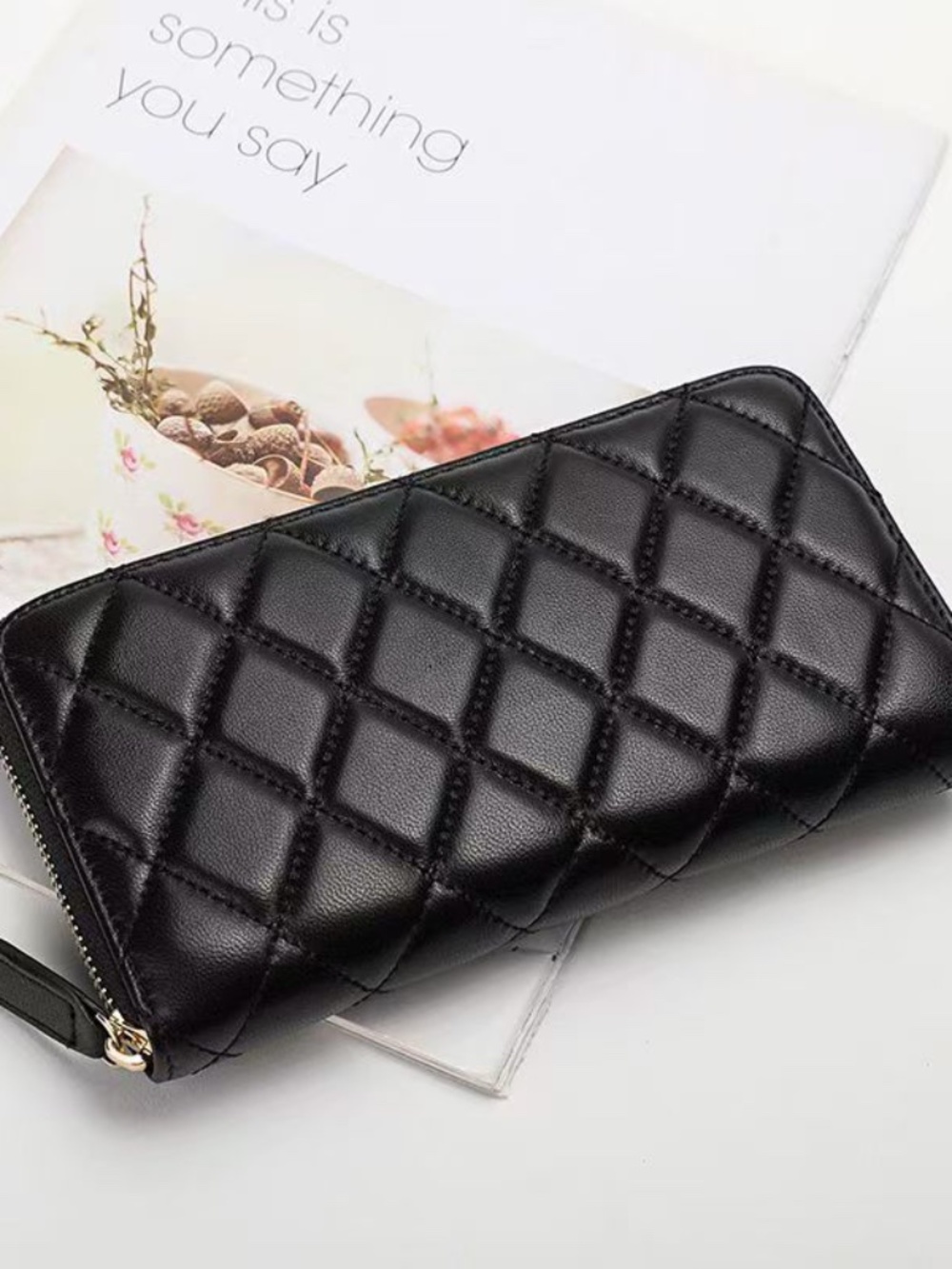 Midnight Luxe Quilted Zip Wallet